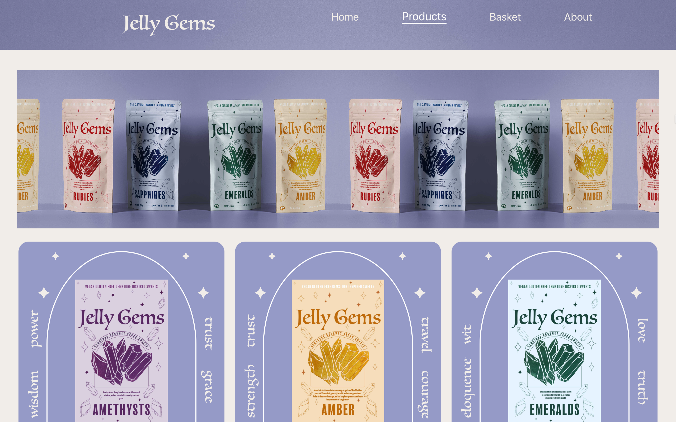 Screenshot of Tess' Jelly Gems project 