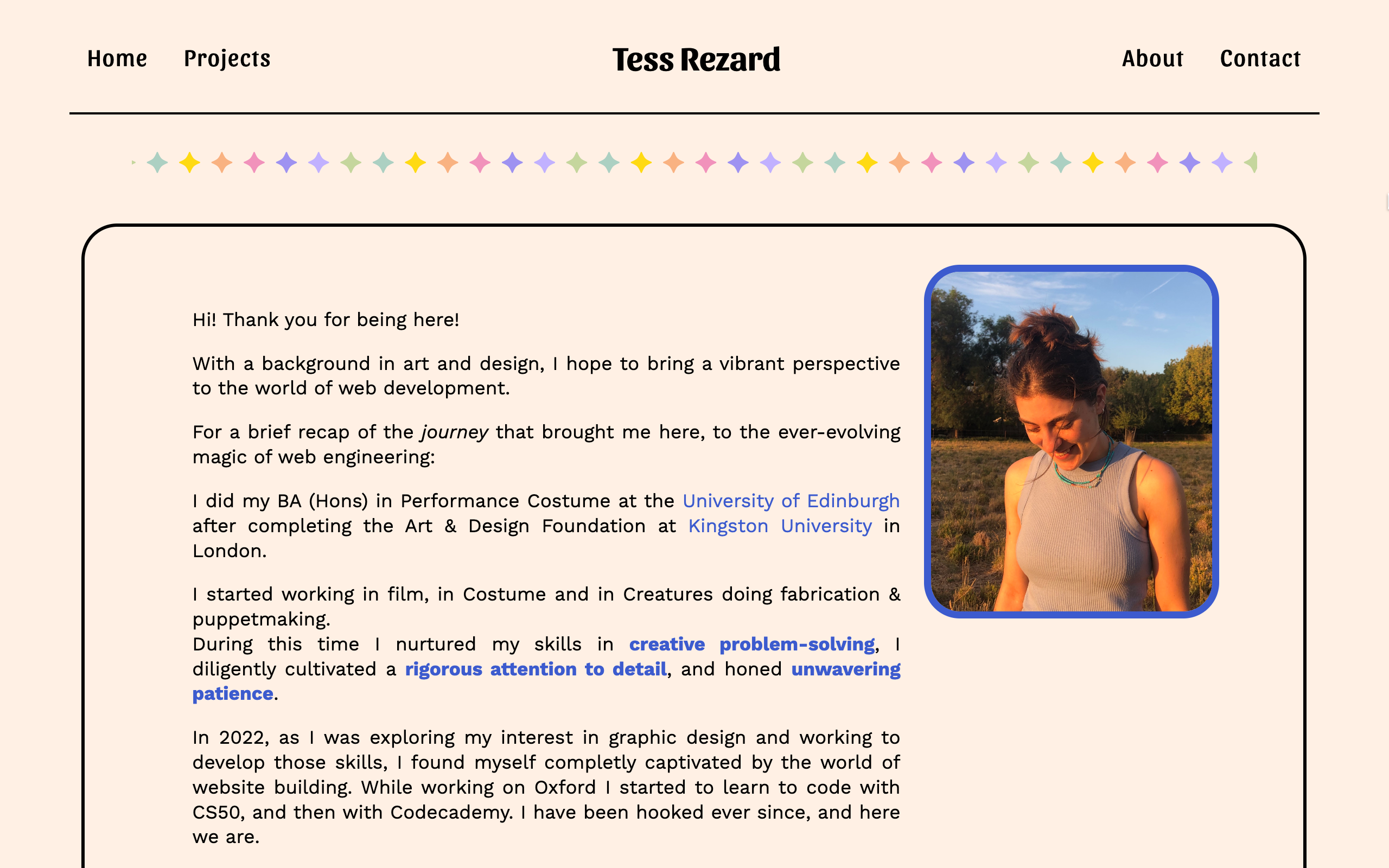Screenshot of the 'about' section of this Website : Playroom